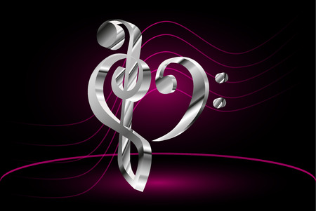 Heart - violin and bass clef, Music note stave and heart violin and bass clef,のイラスト素材