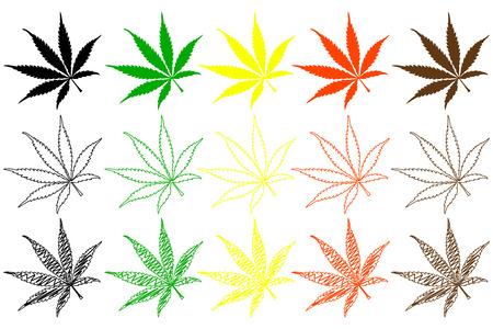 Marijuana leaf - color setのイラスト素材
