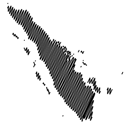 Sumatra map vector illustration, scribble sketch Sumatraのイラスト素材