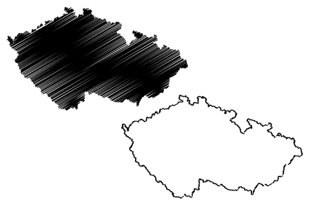 vector map of Czech Republic, scribble sketch Czechのイラスト素材