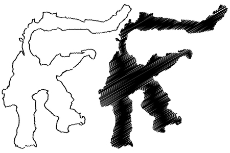 Sulawesi map vector illustration, scribble sketch Sulawesiのイラスト素材