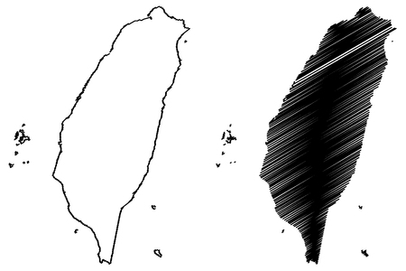 Taiwan map vector illustration, scribble sketch  Taiwanのイラスト素材