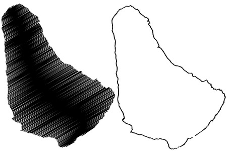 Barbados map vector illustration, scribble sketch  Barbados Islandsのイラスト素材
