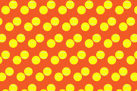 Tennis ball on orange background - vector pattern, balls tennis seamless pattern design,のイラスト素材
