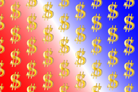 Golden dollar on colorful background - vector patternのイラスト素材
