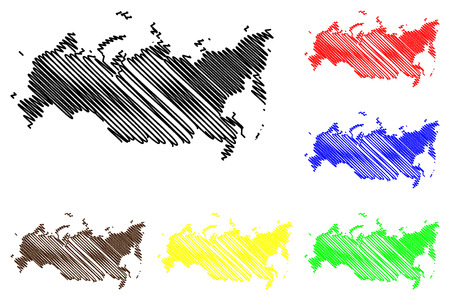 Russia map vector illustration, scribble sketch Russiaのイラスト素材