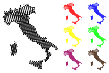Italy map vector illustration, scribble sketch Italyのイラスト素材