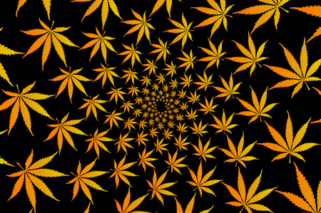 Golden marijuana leaves - vector pattern , Cannabis plant background ,のイラスト素材
