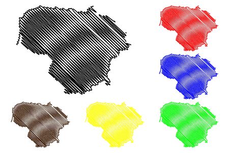 Lithuania map vector illustration, scribble sketch Lithuaniaのイラスト素材