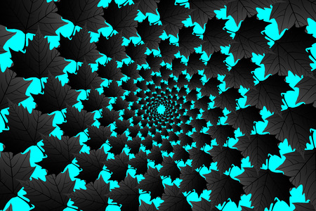 Black leaf of sycamore on blue background - vector pattern,のイラスト素材