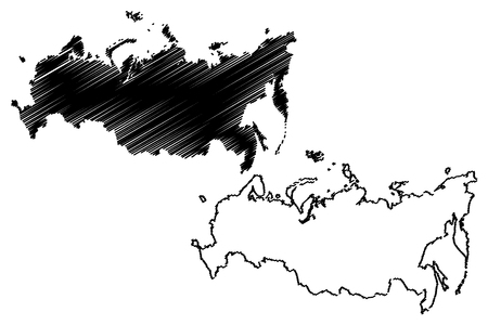 Russia map vector illustration, scribble sketch Russiaのイラスト素材