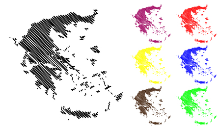 Greece map vector illustration, scribble sketch Greece mapのイラスト素材