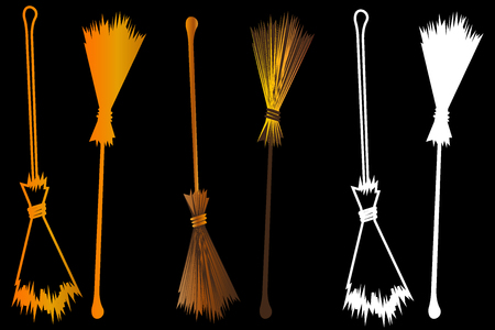 Halloween witches broomstick, Witches broom illustration vectorのイラスト素材