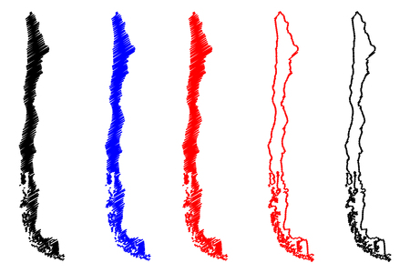 Chile map vector illustration, scribble sketch Chile のイラスト素材