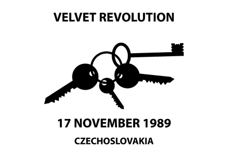 Clinking keys - velvet revolution symbol - 17 november 1989のイラスト素材