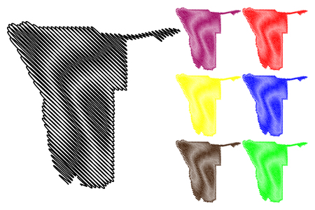Namibia map vector illustration, scribble sketch Namibiaのイラスト素材