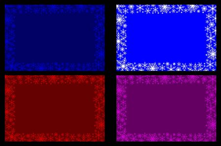 Snowflakes frame on colorful background - winter vector pattern - color setのイラスト素材