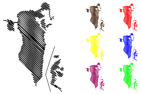 Bahrain map vector illustration, scribble sketch Kingdom of Bahrainのイラスト素材
