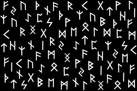 Elder futhark runes - black and white - vector patternのイラスト素材