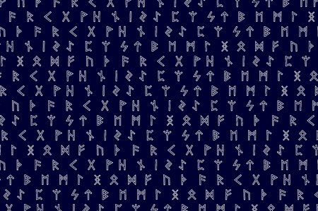 Elder futhark runes - black and white - vector patternのイラスト素材