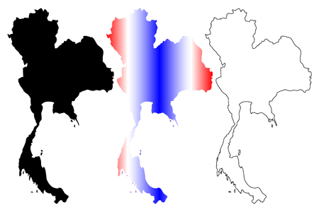 Thailand map vector illustration, scribble sketch Kingdom of Thailand(Siam).のイラスト素材