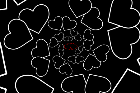 Two hearts - vector pattern - white pattern on a black backgroundのイラスト素材