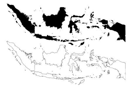 Indonesia map vector illustration, scribble sketch Republic of Indonesiaのイラスト素材