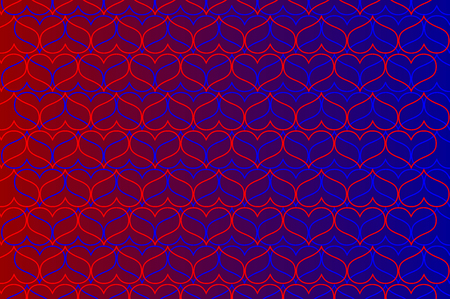 Red and blue heart vector pattern, red and blue pattern on a red and blue background.のイラスト素材