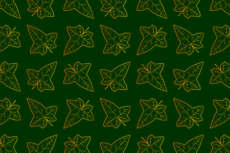 Ivy leaf vector pattern - gold and green, (Hedera helix),のイラスト素材