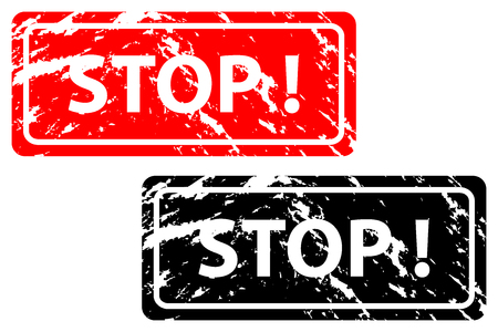 Stamp stop - vector set - black and redのイラスト素材