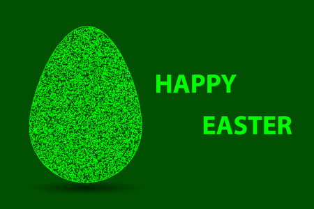 Happy Easter egg with text on green background. Vector illustration.のイラスト素材