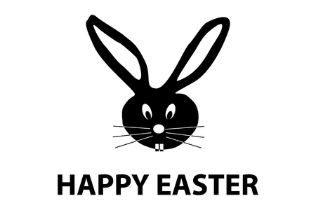 happy easter text and rabbit vector illustration on white background.のイラスト素材