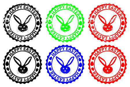 Happy easter   rubber stamp    set   black and red Vector illustration.のイラスト素材