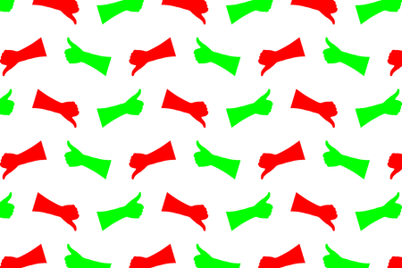 hands up and thumbs down pattern on white background, Vector illustration.のイラスト素材