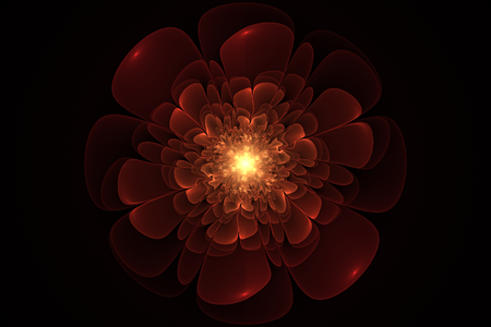 Bright abstract fractal red flowers, Fractal Flowers Fantasyの写真素材