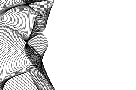 Abstract wave lines - black and white - vector patternのイラスト素材