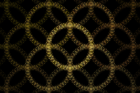 Bright abstract fractal gold circle, Fractal ring fantasy pattern - yellow and black