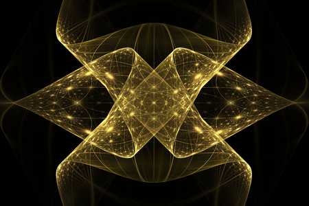 Bright abstract fractal gold veil of fantasy, Fractal yellow waves Fantasyの写真素材