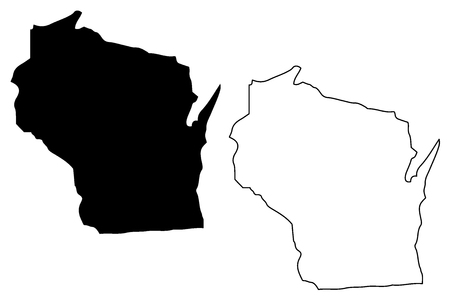 Wisconsin map vector illustration, scribble sketch Wisconsin mapのイラスト素材