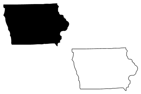 Iowa map vector illustration, scribble sketch Iowa mapのイラスト素材
