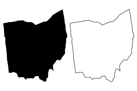 Ohio map vector illustration, scribble sketch Ohio mapのイラスト素材