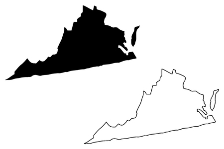 Virginia map vector illustration, scribble sketch Virginia mapのイラスト素材