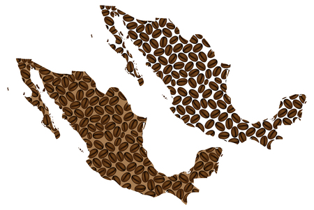 Mexico -  map of coffee bean, United Mexican States map made of coffee beans,のイラスト素材