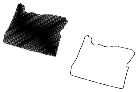 Oregon map vector illustration, scribble sketch Oregon mapのイラスト素材