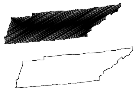 Tennessee map vector illustration, scribble sketch Tennessee mapのイラスト素材