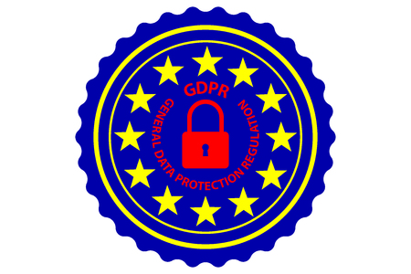 GDPR (General Data Protection Regulation) - sticker - vector - yellow, blue and red,のイラスト素材