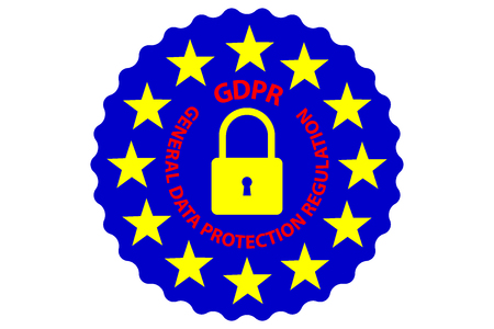 GDPR (General Data Protection Regulation) - sticker - vector - yellow, blue and red,のイラスト素材