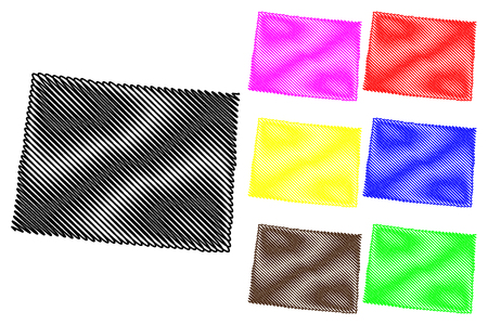 Colorado map vector illustration, scribble sketch Colorado map black, red, blue, green, yellow, purpleのイラスト素材