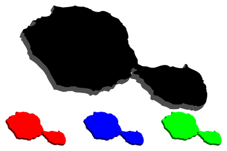 3D map of Tahiti (Otaheite) - black, red, blue and green - vector illustrationのイラスト素材