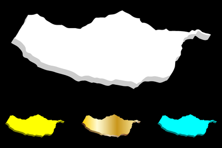 3D map of Madeira - white, yellow, blue and gold - vector illustrationのイラスト素材